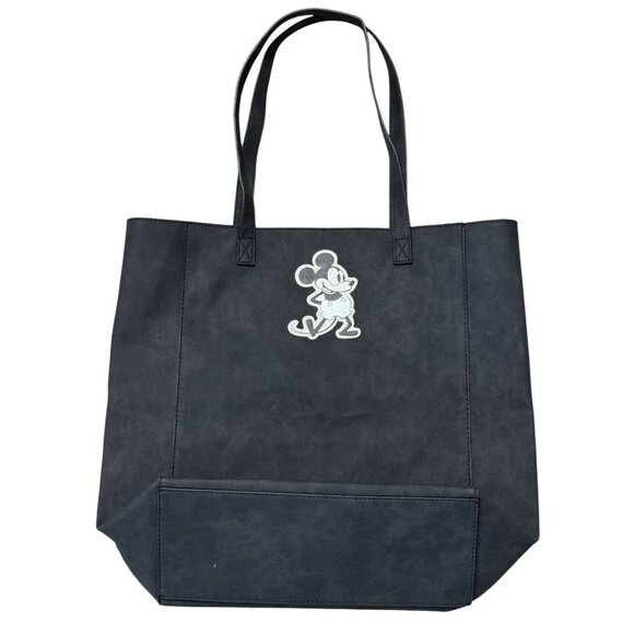 Disney Store Mickey Mouse Greyscale Tote Bag Shoulder Bag Summer Faux Suede - Picture 11 of 11